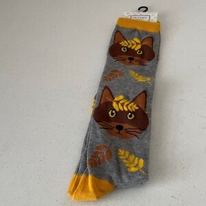 ‼️Final must bundle‼️Autumn Gray Cat Socks with Yellow Accents